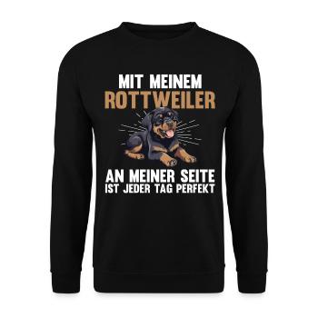Hund Rottweiler - Unisex Pullover - Schwarz - Vorne - Alina (178cm) & Michal (187cm)