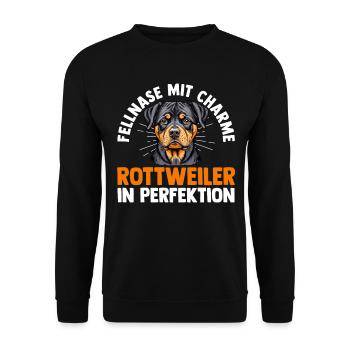 Hund Rottweiler - Unisex Pullover - Schwarz - Vorne - Alina (178cm) & Michal (187cm)
