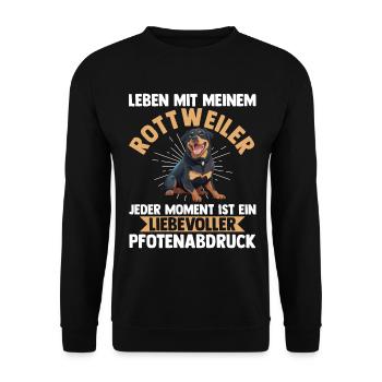 Hund Rottweiler - Unisex Pullover - Schwarz - Vorne - Alina (178cm) & Michal (187cm)