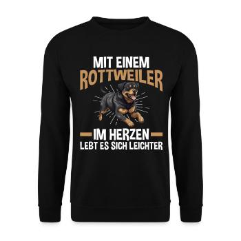 Dog Rottweiler - Unisex Sweatshirt - black - Front - Alina (178cm) & Michal (187cm)