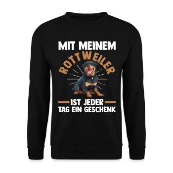 Hund Rottweiler - Unisex Pullover - Schwarz - Vorne - Alina (178cm) & Michal (187cm)