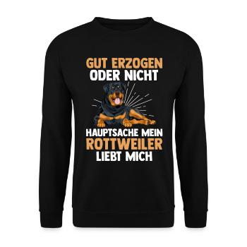 Hund Rottweiler - Unisex Pullover - Schwarz - Vorne - Alina (178cm) & Michal (187cm)