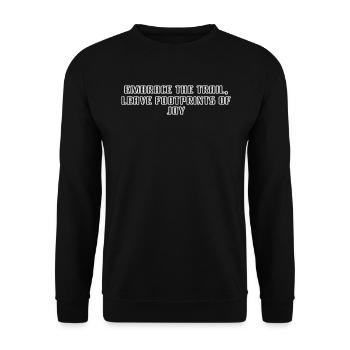 Randonnée - Embrassez le sentier, laissez des empreintes de - Sweat-shirt Unisexe - noir - Devant - Alina (178cm) & Michal (187cm)