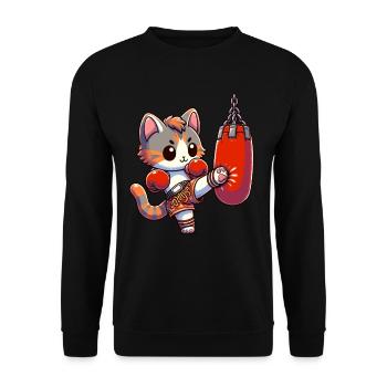 Muay Thai Boxing, Thai Boxing Kickboxen Kickboxer - Unisex Pullover - Schwarz - Vorne - Alina (178cm) & Michal (187cm)