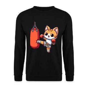 Muay Thai Boxing, Thai Boxing Kickboxen Kickboxer - Unisex Pullover - Schwarz - Vorne - Alina (178cm) & Michal (187cm)