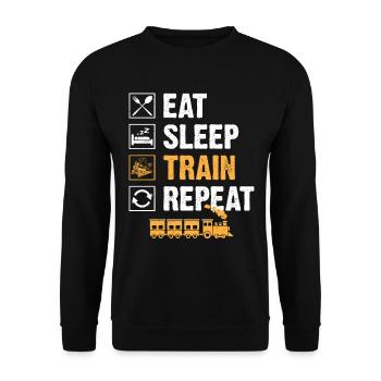Zugliebhaber Eisenbahnlokomotive - Unisex Pullover - Schwarz - Vorne - Alina (178cm) & Michal (187cm)