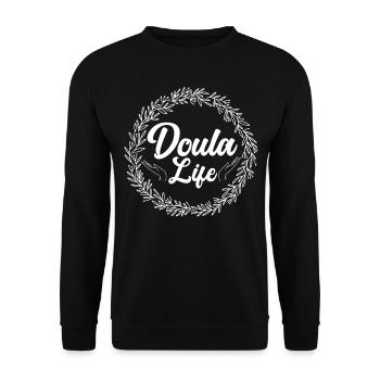 Doula Travailleuse à la naissance Doula fleur - Sweat-shirt Unisexe - noir - Devant - Alina (178cm) & Michal (187cm)