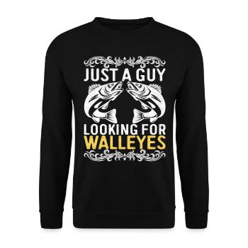 Walleye Fishing Angler - Unisex Pullover - Schwarz - Vorne - Alina (178cm) & Michal (187cm)