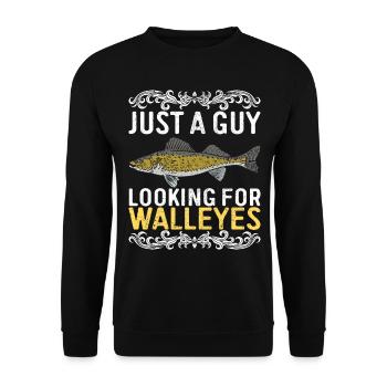 Walleye Fishing Angler - Unisex Pullover - Schwarz - Vorne - Alina (178cm) & Michal (187cm)