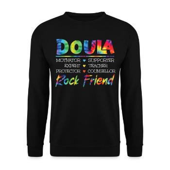 Doula Travailleuse à la naissance Doula Motivatrice - Sweat-shirt Unisexe - noir - Devant - Alina (178cm) & Michal (187cm)