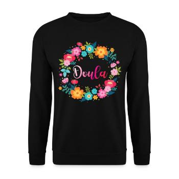 Doula Birth Worker Flower Doula - Unisex Sweatshirt - black - Front - Alina (178cm) & Michal (187cm)