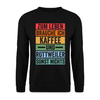 Kaffee Hund Rottweiler - Unisex Pullover - Schwarz - Vorne - Alina (178cm) & Michal (187cm)
