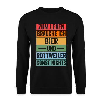Bier Hund Rottweiler - Unisex Pullover - Schwarz - Vorne - Alina (178cm) & Michal (187cm)