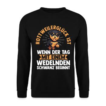 Hund Rottweiler - Unisex Pullover - Schwarz - Vorne - Alina (178cm) & Michal (187cm)