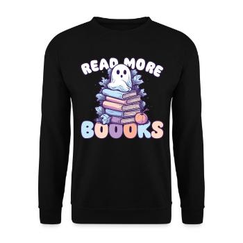 Groovy Lire la suite Boooks Ghost Halloween - Sweat-shirt Unisexe - noir - Devant - Alina (178cm) & Michal (187cm)