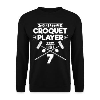 7th Birthday Party Croquet Player 7 Years - Unisex Pullover - Schwarz - Vorne - Alina (178cm) & Michal (187cm)