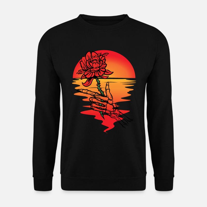 Sun, Flower, Death, Skeleton, Sunset, Beyond - Unisex Sweatshirt - black