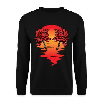 Blumen Sonne Valentin Valentinstag Liebe Geschenk - Unisex Pullover - Schwarz - Vorne - Alina (178cm) & Michal (187cm)