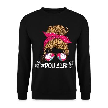 Doula Birth Worker Sunglasses - Unisex Pullover - Schwarz - Vorne - Alina (178cm) & Michal (187cm)