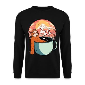 Faultier Entspannung Tee Kaffee Pause Urlaubsreif - Unisex Pullover - Schwarz - Vorne - Alina (178cm) & Michal (187cm)