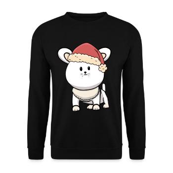 Xmas Katze Kitten Nikolaus Weihnachtsmann Miau - Unisex Pullover - Schwarz - Vorne - Alina (178cm) & Michal (187cm)