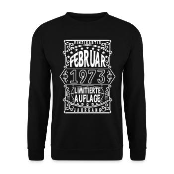 Geburtstag februar 1973, Geschenk Februar 1973. - Unisex Pullover - Schwarz - Vorne - Alina (178cm) & Michal (187cm)