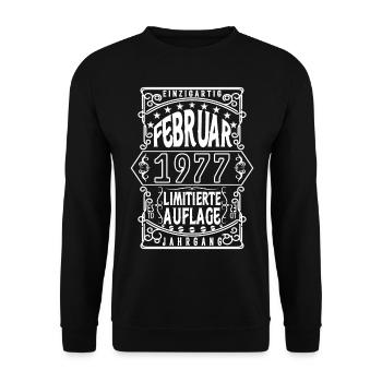Geburtstag februar 1977, Geschenk Februar 1977. - Unisex Pullover - Schwarz - Vorne - Alina (178cm) & Michal (187cm)
