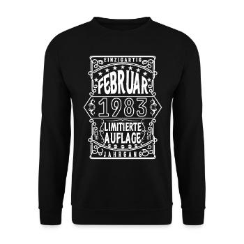 Geburtstag februar 1983, Geschenk Februar 1983. - Unisex Pullover - Schwarz - Vorne - Alina (178cm) & Michal (187cm)