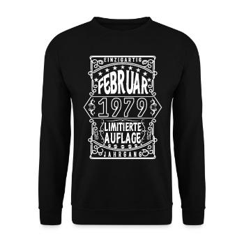 Geburtstag februar 1979, Geschenk Februar 1979. - Unisex Pullover - Schwarz - Vorne - Alina (178cm) & Michal (187cm)