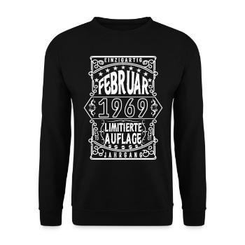 Geburtstag februar 1969, Geschenk Februar 1969. - Unisex Pullover - Schwarz - Vorne - Alina (178cm) & Michal (187cm)
