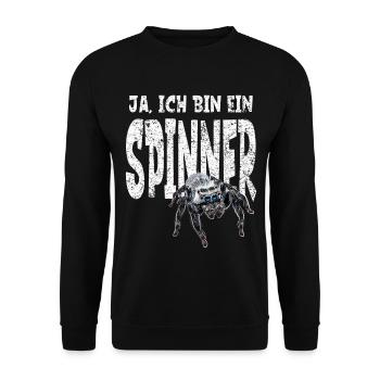 Lustiges Spinnen Halter Geschenk witziger Spruch - Unisex Pullover - Schwarz - Vorne - Alina (178cm) & Michal (187cm)