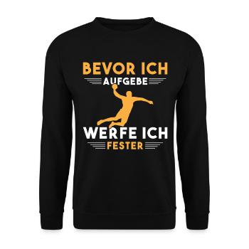 Handball Kinder Geschenke Handballer Zubehör - Unisex Pullover - Schwarz - Vorne - Alina (178cm) & Michal (187cm)