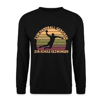 Retro Vintage Handball Designs lustiger Handball - Unisex Pullover - Schwarz - Vorne - Alina (178cm) & Michal (187cm)