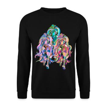 chevaux, cheval, poney, coloré, coloré, cavalier, cavalier - Sweat-shirt Unisexe - noir - Devant - Alina (178cm) & Michal (187cm)