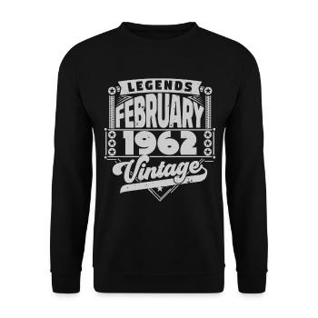 Jahrgang Geburtstag Februar 1962, Februar 1962. - Unisex Pullover - Schwarz - Vorne - Alina (178cm) & Michal (187cm)