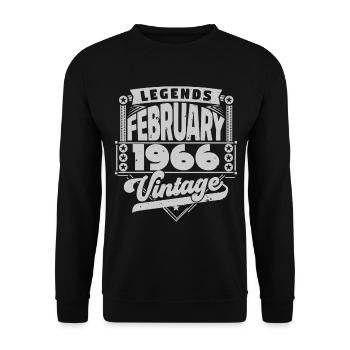 Jahrgang Geburtstag Februar 1966, Februar 1966. - Unisex Pullover - Schwarz - Vorne - Alina (178cm) & Michal (187cm)