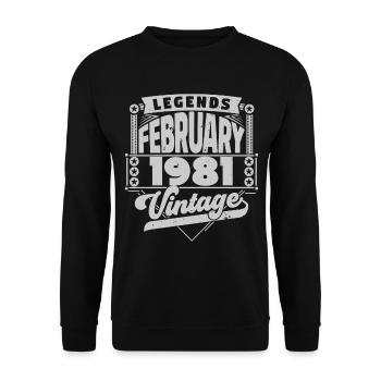 Vintage Birthday February 1981, February 1981. - Unisex Sweatshirt - black - Front - Alina (178cm) & Michal (187cm)