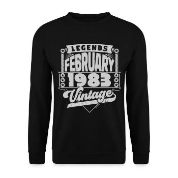 Vintage Birthday February 1983, February 1983. - Unisex Sweatshirt - black - Front - Alina (178cm) & Michal (187cm)