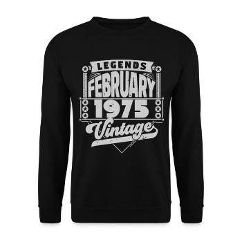 Jahrgangsjubiläum Februar 1975, Februar 1975. - Unisex Pullover - Schwarz - Vorne - Alina (178cm) & Michal (187cm)