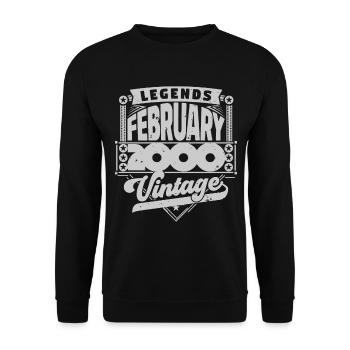 Jahrgang Geburtstag Februar 2000, Februar 2000. - Unisex Pullover - Schwarz - Vorne - Alina (178cm) & Michal (187cm)
