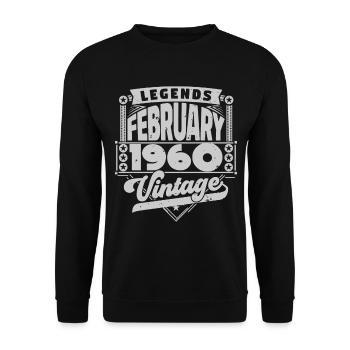 Vintage Anniversaire février 1960, Février 1960. - Sweat-shirt Unisexe - noir - Devant - Alina (178cm) & Michal (187cm)