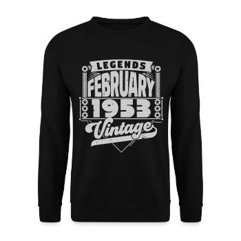 Jahrgangsjubiläum Februar 1953, Februar 1953. - Unisex Pullover - Schwarz - Vorne - Alina (178cm) & Michal (187cm)