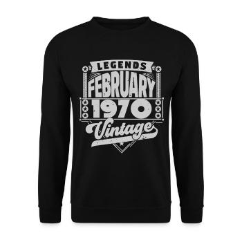 Vintage Anniversaire février 1970, Février 1970. - Sweat-shirt Unisexe - noir - Devant - Alina (178cm) & Michal (187cm)