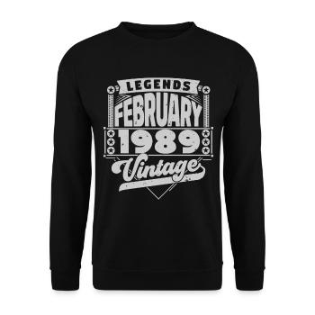 Vintage Birthday February 1989, February 1989. - Unisex Sweatshirt - black - Front - Alina (178cm) & Michal (187cm)