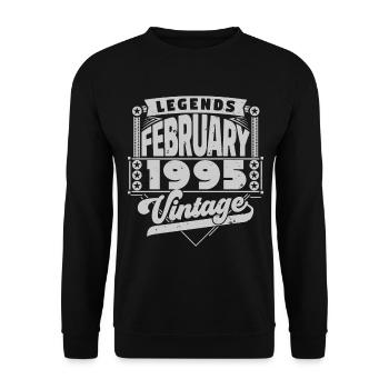 Jahrgang Geburtstag Februar 1995, Februar 1995. - Unisex Pullover - Schwarz - Vorne - Alina (178cm) & Michal (187cm)