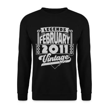 Vintage Anniversaire février 2011, Février 2011. - Sweat-shirt Unisexe - noir - Devant - Alina (178cm) & Michal (187cm)