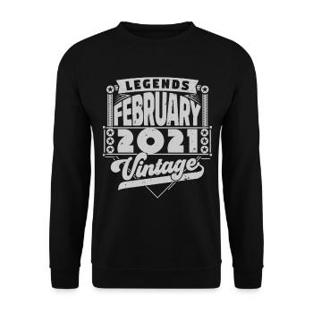 Vintage Anniversaire février 2021, Février 2021. - Sweat-shirt Unisexe - noir - Devant - Alina (178cm) & Michal (187cm)