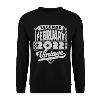 Vintage Anniversaire février 2022, Février 2022. - Sweat-shirt Unisexe - noir - Devant - Alina (178cm) & Michal (187cm)