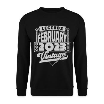 Vintage-Geburtstag Februar 2023, Februar 2023. - Unisex Pullover - Schwarz - Vorne - Alina (178cm) & Michal (187cm)