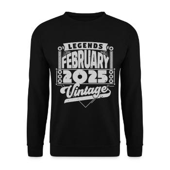 Vintage Birthday February 2025, February 2025. - Unisex Sweatshirt - black - Front - Alina (178cm) & Michal (187cm)